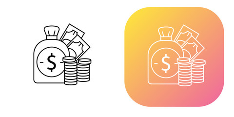 Money Related Vector Line Icons. Contains such Icons as Wallet,coin with gradient style.