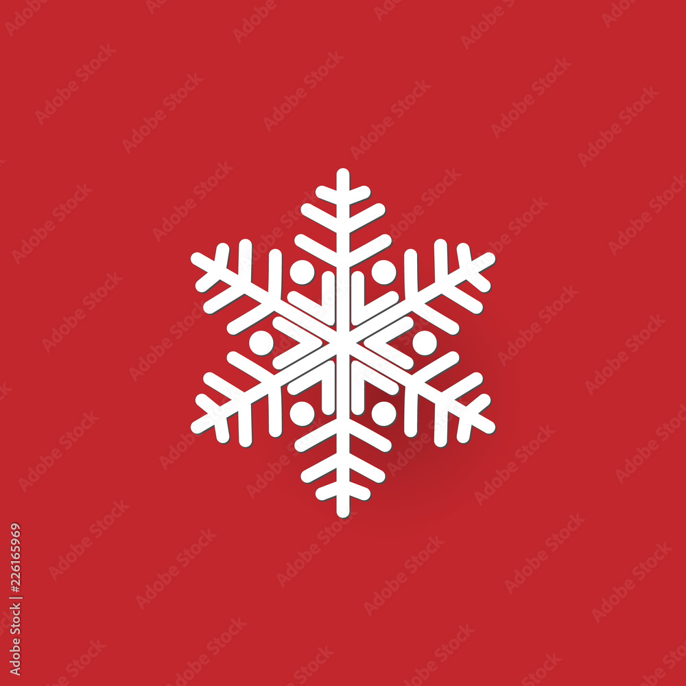 Poster christmas snowflake icon and sign design on red and green background