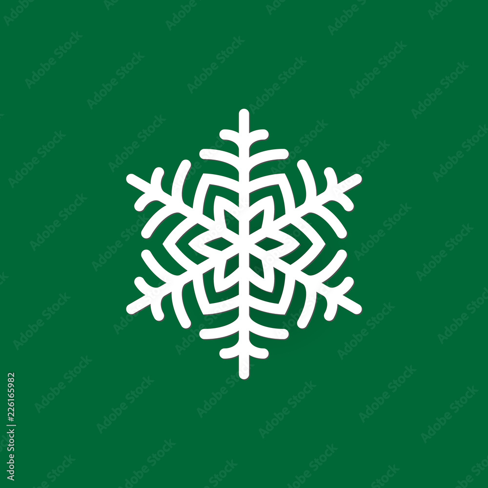 Poster christmas snowflake icon and sign design on red and green background