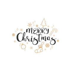 Merry Christmas. Happy New Year with Typography design and Vector logo, emblems with text design can Usable for banners, greeting card
