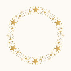 Golden stars frame. Hand drawn glitter border.