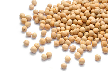 Pile dry chickpeas, isolated on white