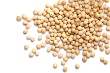 Pile dry chickpeas, isolated on white