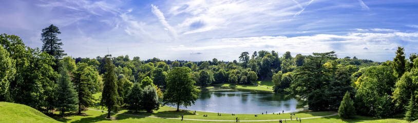 Fototapeta na wymiar Panorama of Claremont lake in Esher, Surrey, United Kingdom