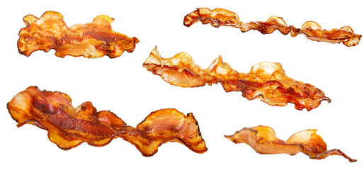 rashers of bacon isolated on white background