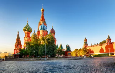 Raamstickers Moskou, St. Basil& 39 s Cathedral op het Rode plein, Rusland © TTstudio