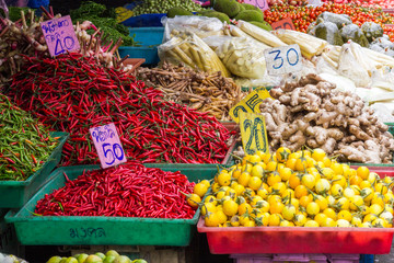 Vegetables on market stall