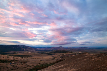 Panorama view of the mountains Macin, Romania