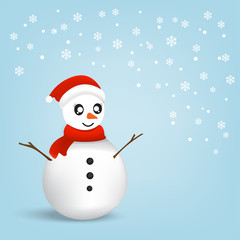 Happy snowman with snowflakes
