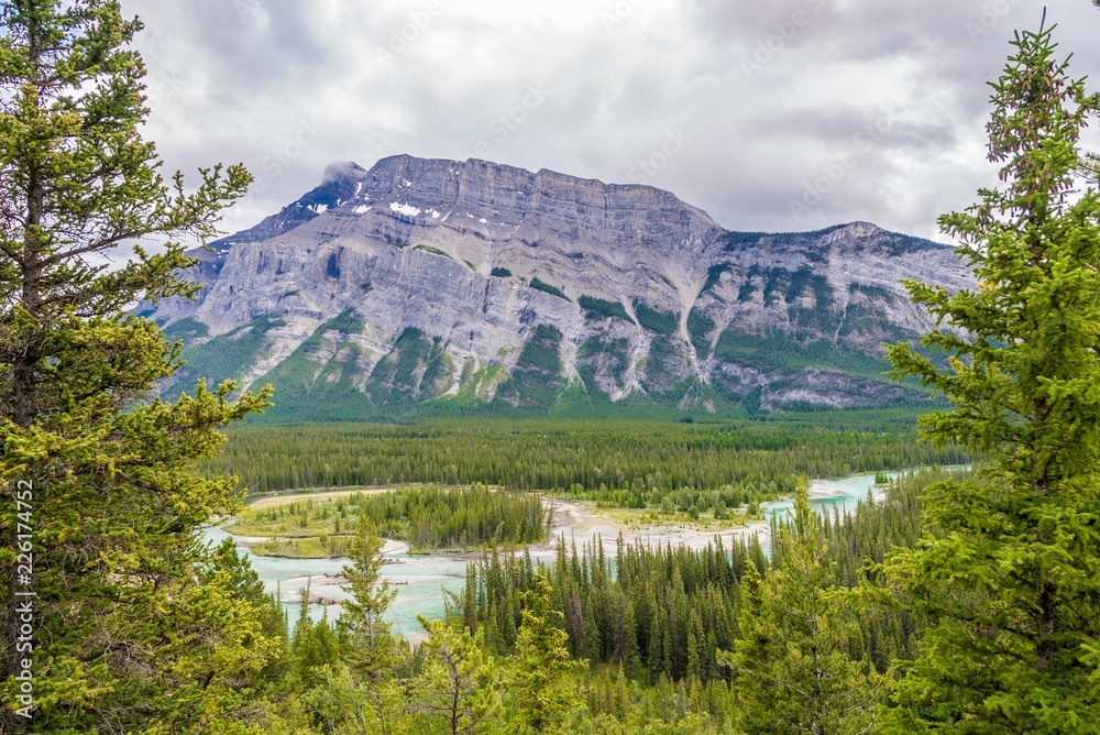 Canvas Prints valley of bow river from hoodoos view point in banff national park - canada