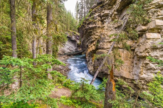 View at the Johnston creek in Johnston Canyon of Banff National Park - Canada