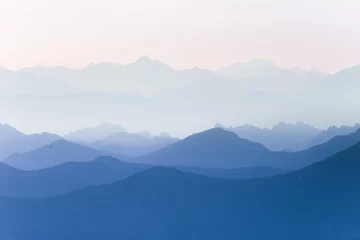 Printed roller blinds Tatra Mountains Colorful, abstract double exposure of mountains in sunrise. Minimalist scenery with color gradients. Tatra mountains in Slovakia, Europe.