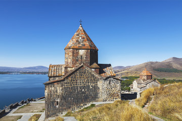 Sevanavank monastery on the North-West coast of lake Sevan, Gegharkunik province, Armenia.