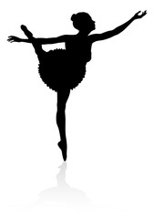Silhouette ballet dancer woman dancing in a pose or position © Christos Georghiou