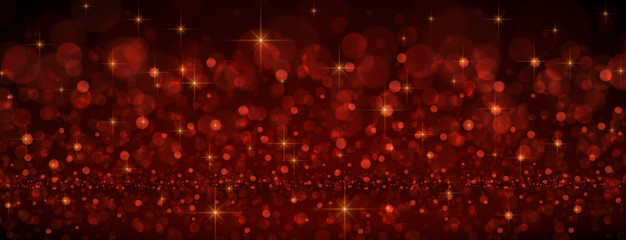 Red shiny blurred banner with bokeh effect. - obrazy, fototapety, plakaty