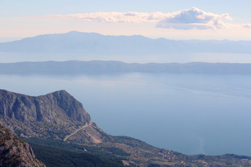 Fototapeta na wymiar View from Biokovo mountain to Croatian islands and the Adriatic sea