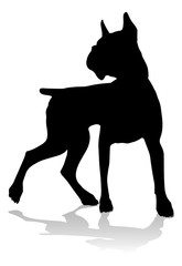 A detailed animal silhouette of a pet dog