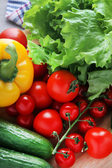 Bright vegetables at the table