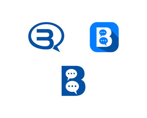 Set of Letter B speech bubble logo icon design template elements