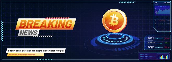 Modern futuristic design, Bitcoin Trading platform concept. Breaking News for Cryptocurrency exchange banner design.