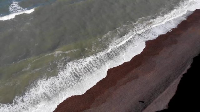 Drone flying from sea over cliffs at Weybourne near Sheringham uk