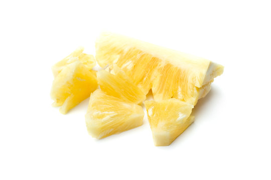 peeled pineapple for summer season isolated on white background