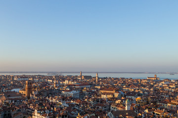 Fototapeta na wymiar Aerial view of Venice at dawn, Italy