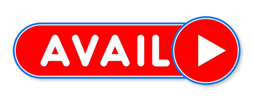 Avail - white text written on a red banner on white background