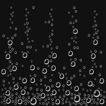 Fizzing air bubbles on background. Underwater oxygen texture of water or drink. Fizzy bubbles in soda water, champagne, sparkling wine, lemonade, aquarium, sea, ocean.