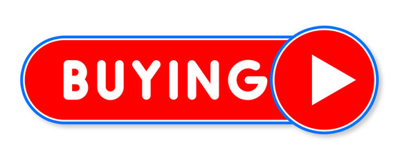 Buying - white text written on a red banner on white background