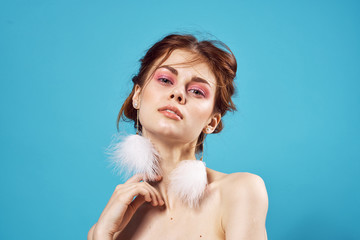 earrings young woman with makeup portrait