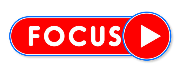 Focus - white text written on a red banner on white background