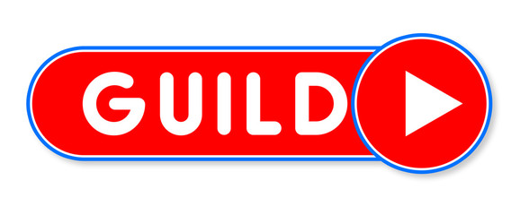 Guild - white text written on a red banner on white background