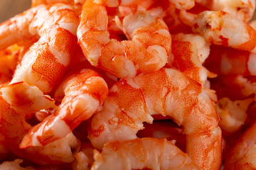 studio shot of peeled shrimps close up