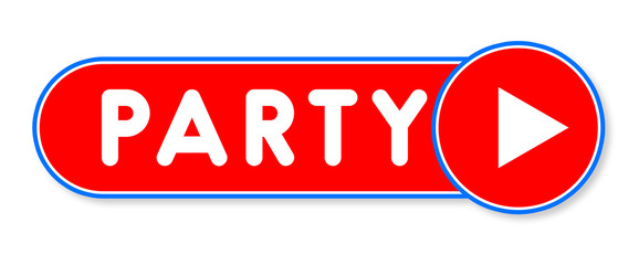 Party - white text written on a red banner on white background