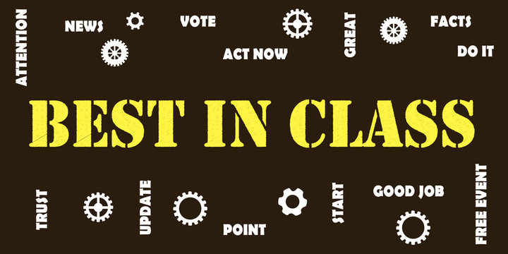 BEST IN CLASS Gears and Tags, words colud