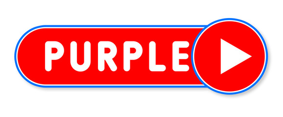 Purple - white text written on a red banner on white background