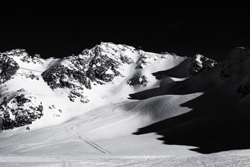 Mountain range in the sky. Landscapes in snow