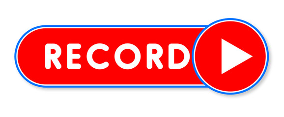 Record - white text written on a red banner on white background