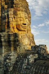 Fototapeta premium carved faces at Angkor wat temple, bayon,Cambodia