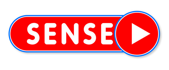 Sense - white text written on a red banner on white background