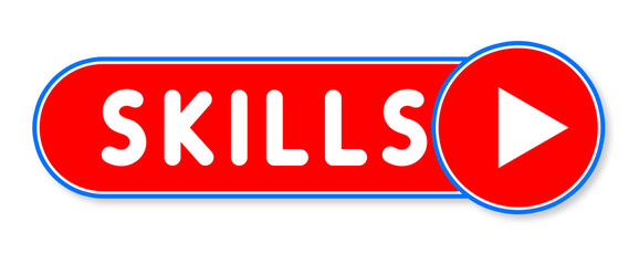 Skills - white text written on a red banner on white background