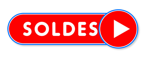 Soldes - white text written on a red banner on white background