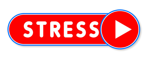 Stress - white text written on a red banner on white background