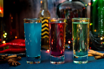 colorful cocktails shots, Christmas