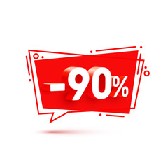 Banner 90 off with share discount percentage. Vector illustration