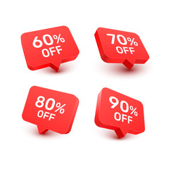 Banner 60 70 80 90 off with share discount percentage. Vector illustration