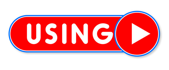 Using - white text written on a red banner on white background