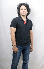 young indian male model in black tshirt