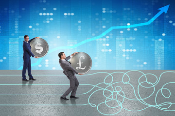 Currency concept with businessman on running path